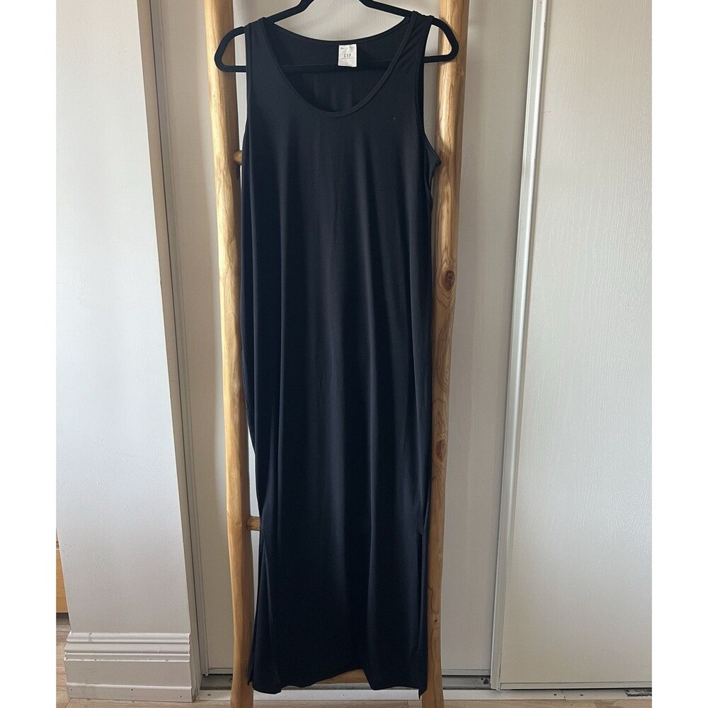 GAP Maternity Womens Black Solid Scoop Neck Sleeveless Maxi Knit Stretch L